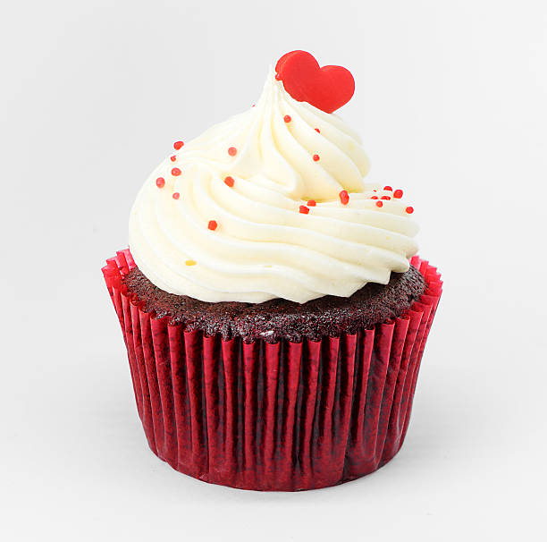 istock Heart on top of cupcake valentine on white background. 638035716
