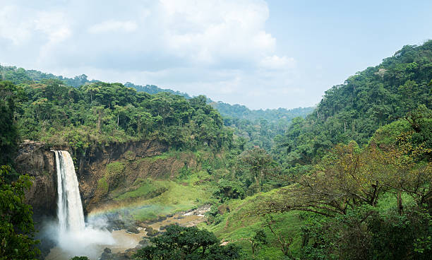 Panoramic African Waterfalls, Melong, Cameroon, western Africa.