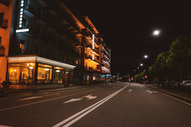 istock Town street at night. 638037052