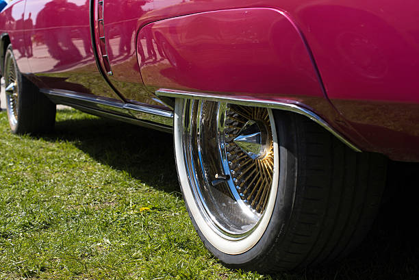 istock Wheel with spokes gorgeous retro car close-up 638042634