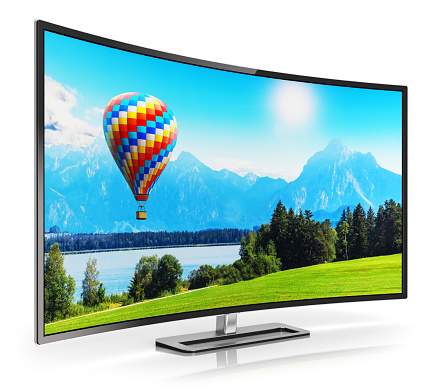 Moderno televisor curvo 4K UltraHD photo