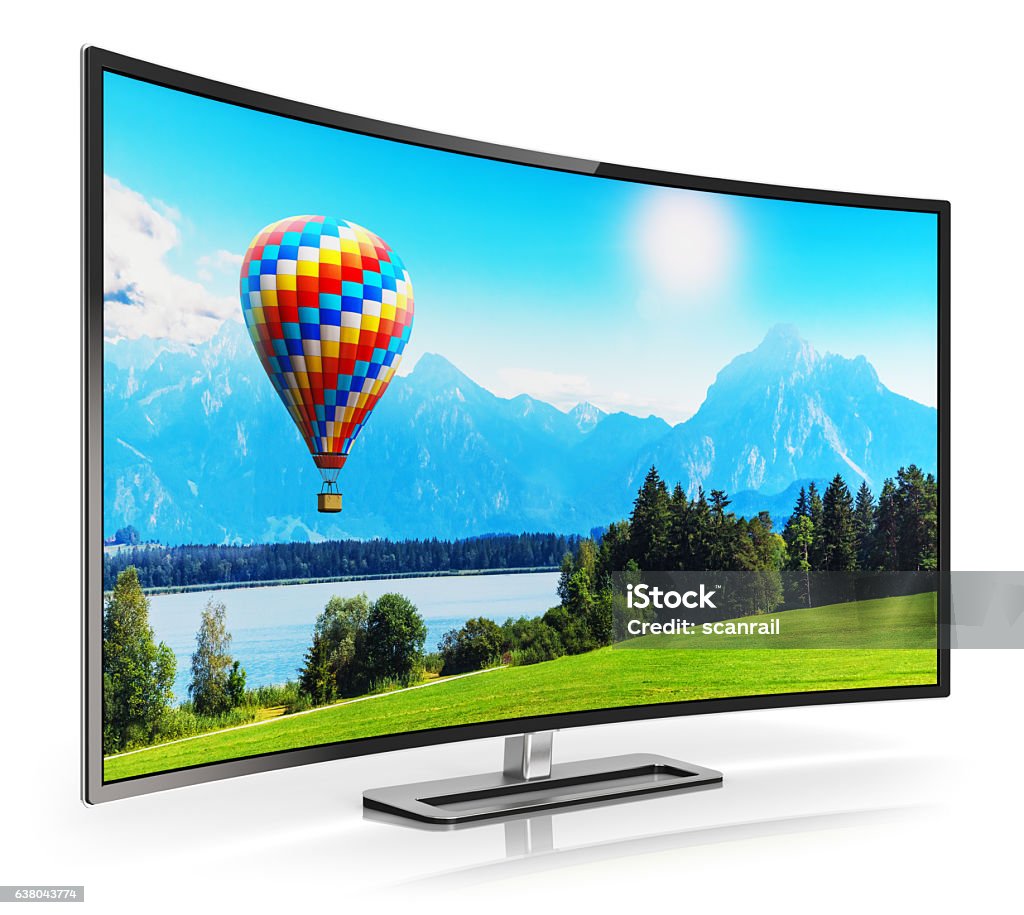 Moderno televisor curvo 4K UltraHD - Foto de stock de Televisión libre de derechos