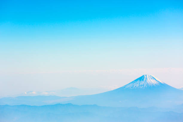 Mount Fuji Aerial view of Mount Fuji Japan with blue sky mt. fuji photos stock pictures, royalty-free photos & images