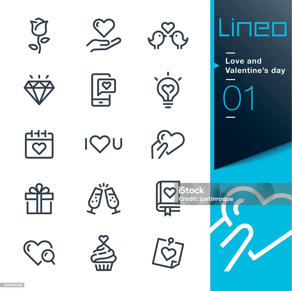 Lineo - Love and Valentine’s day line icons Vector illustration, Each icon is easy to colorize and can be used at any size.  Rose - Flower stock vector