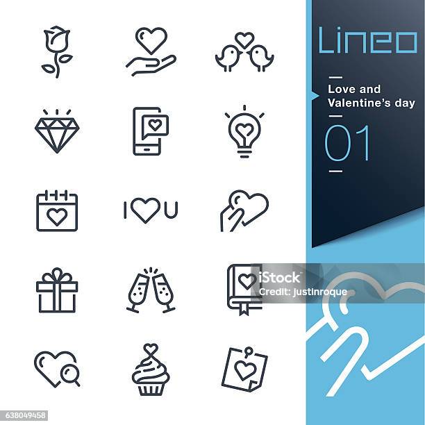 Lineo Love And Valentines Day Line Icons Stock Illustration - Download Image Now - Rose - Flower, Icon Symbol, Jewelry