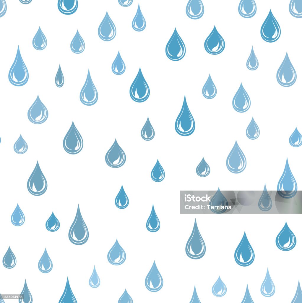 Gotas de agua patrón sin costuras . Fondo de gota de lluvia. Textura de lluvia - arte vectorial de Gota - Líquido libre de derechos