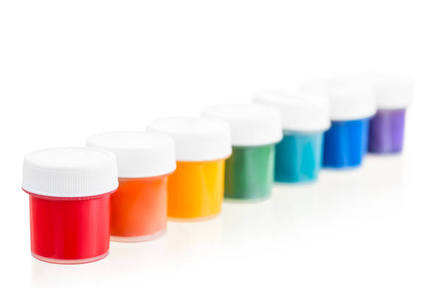istock 7 gouache jars in a row on a white background 638052204
