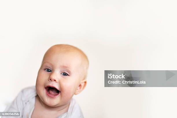 Happy Toothless Baby Girl Smiling Stock Photo - Download Image Now - Baby - Human Age, Month, Number 6