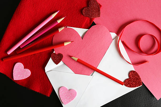 istock Heart Shaped Valentine's Day Homemade Card in Envelope 638056838