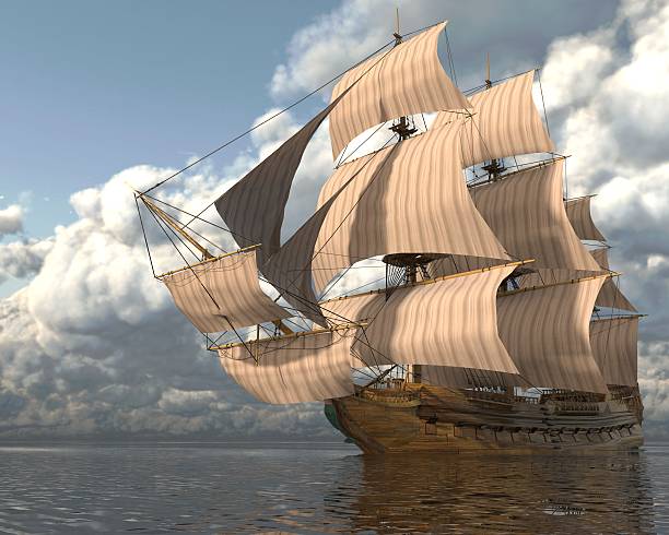 istock Old Sailboat On The Sea 3D Illustration 638056990