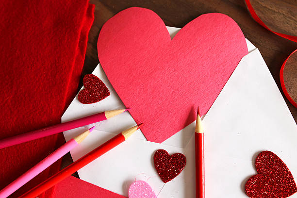 istock Heart Shaped Valentine's Day Homemade Card in Envelope 638057052