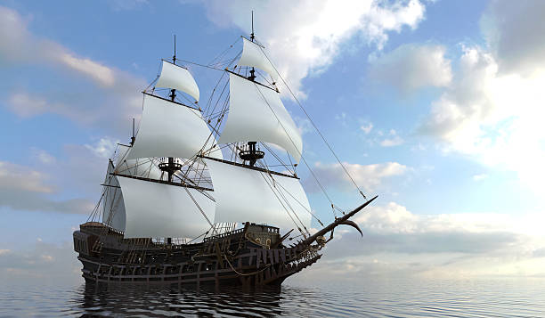 istock Old Sailboat On The Sea 3D Illustration 638059010