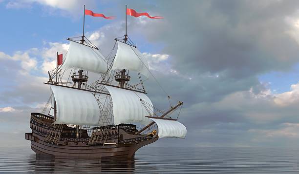 istock Old Sailboat On The Sea 3D Illustration 638059236