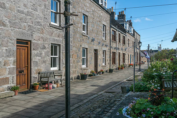 Footdee Street Aberdeen, Scotland, UK - September 6, 2016: A street in Footdee, Aberdeen. aberdeen scotland stock pictures, royalty-free photos & images