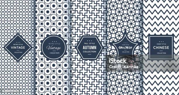 Blue Line Seamless Patterns For Universal Background Stock Illustration - Download Image Now