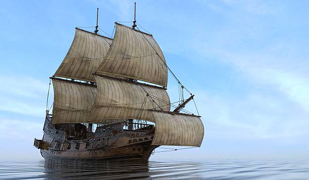 istock Old Sailboat On The Sea 3D Illustration 638059430