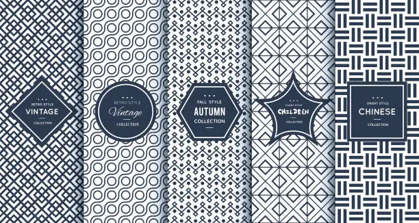 Vector illustration of Blue line seamless patterns for universal background