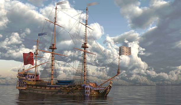 istock Old Sailboat On The Sea 3D Illustration 638060202