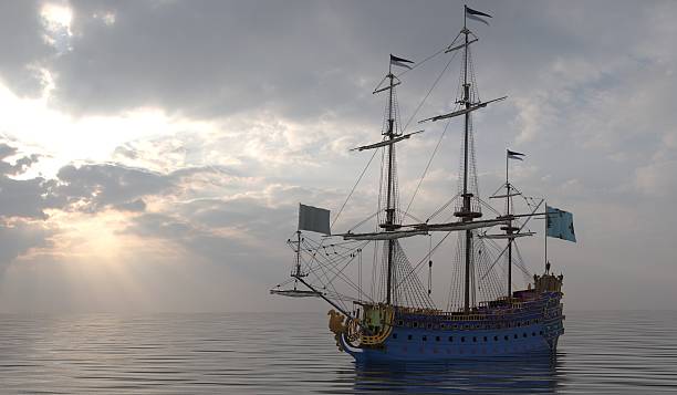 istock Old Sailboat On The Sea 3D Illustration 638060372