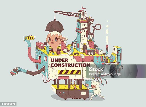 Under Construction Stock Illustration - Download Image Now - Construction Site, Robot, Typescript