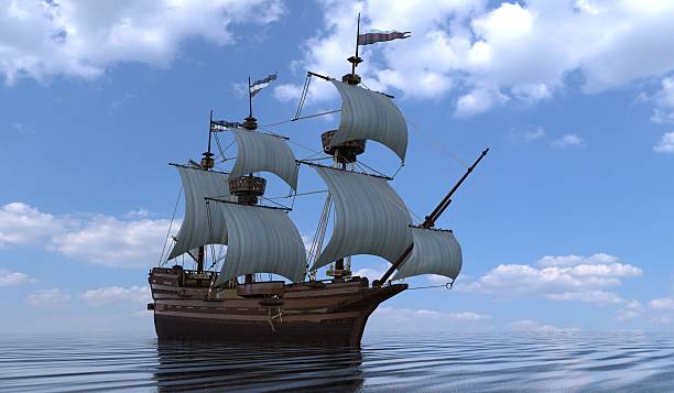 istock Old Sailboat On The Sea 3D Illustration 638060784