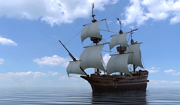 istock Old Sailboat On The Sea 3D Illustration 638060874