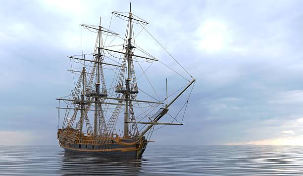 istock Old Sailboat On The Sea 3D Illustration 638061066