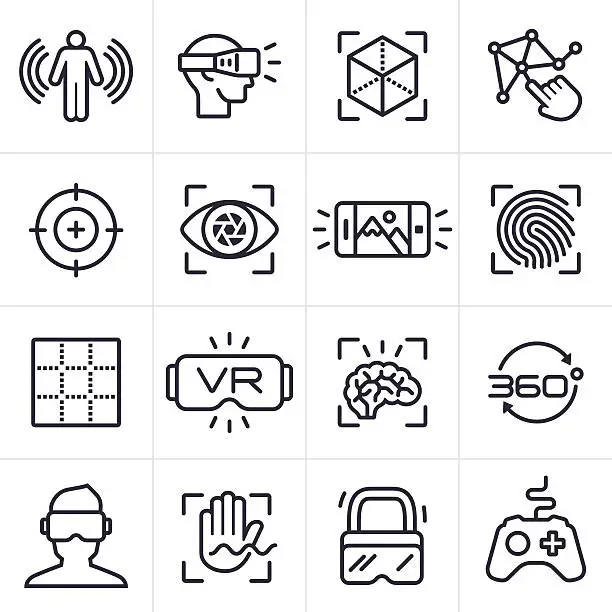 Vector illustration of Virtual Reality Technology Icons and Symbols