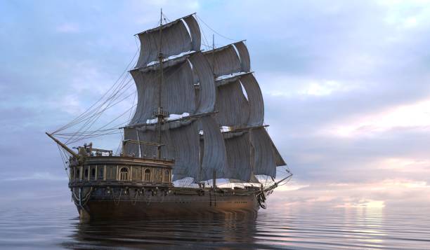 istock Old Sailboat On The Sea 3D Illustration 638061556