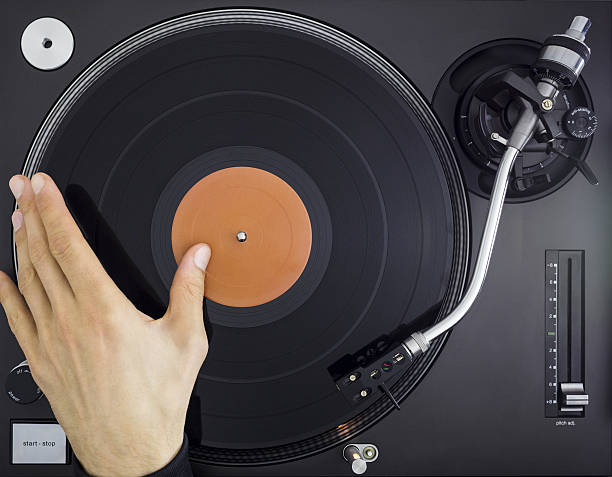istock DJ Turntable, Hand Scratching Vinyl Record, Top View 638063270