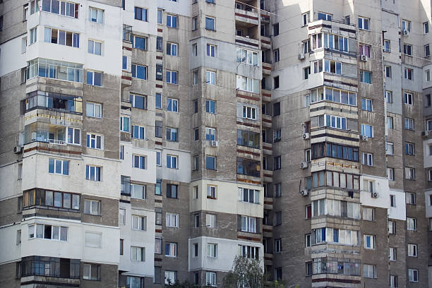 neighbourood old, comunist type apartment building in Sofia, Bulgaria run down neighborhood stock pictures, royalty-free photos & images