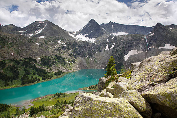 istock Highland Lake surrounded by cliffs, Altai, Siberia. 638064672