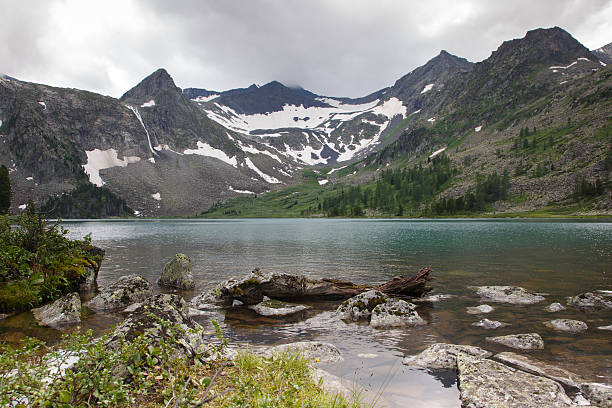 istock Clear mountain lake on a cloudy day, Altai. 638066458