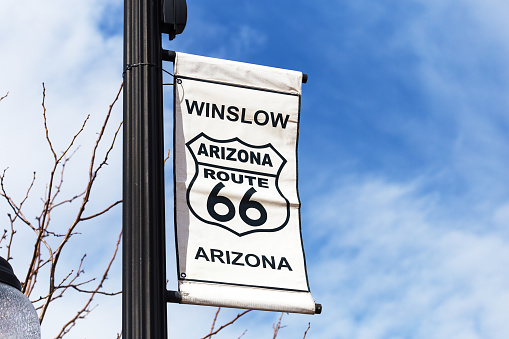 Historic Route 66 Sign in Winslow, Arizona