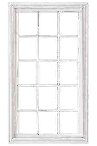 Wood window frame isolated on white background