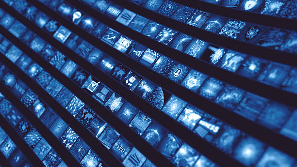 istock Media concept video wall with small screens 638078252