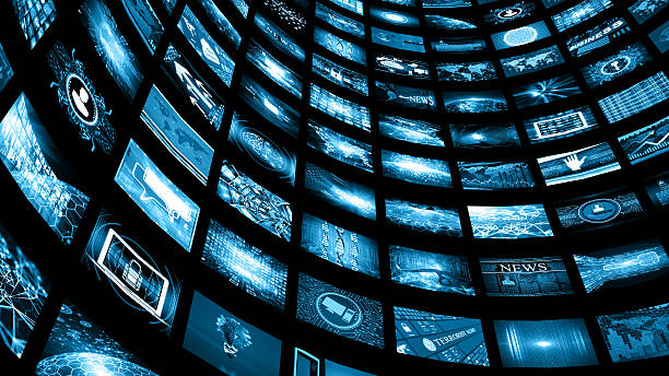 istock Media concept video wall with small screens 638079240