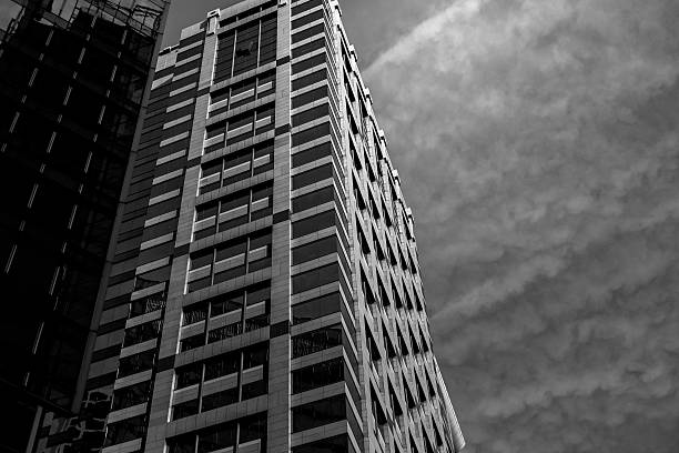 istock Office buildings stretch up to the sky with B&W color 638080590