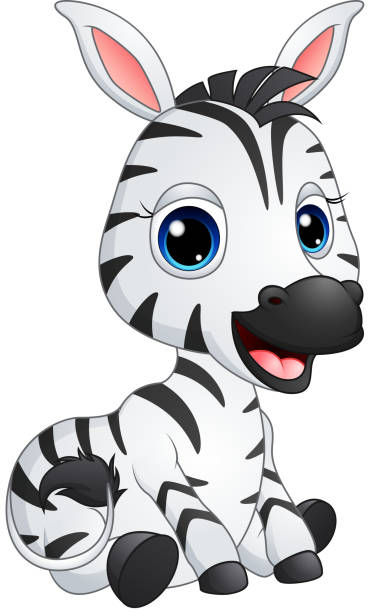 zebra ładny dziecko kreskówka - zebra animal isolated young animal stock illustrations