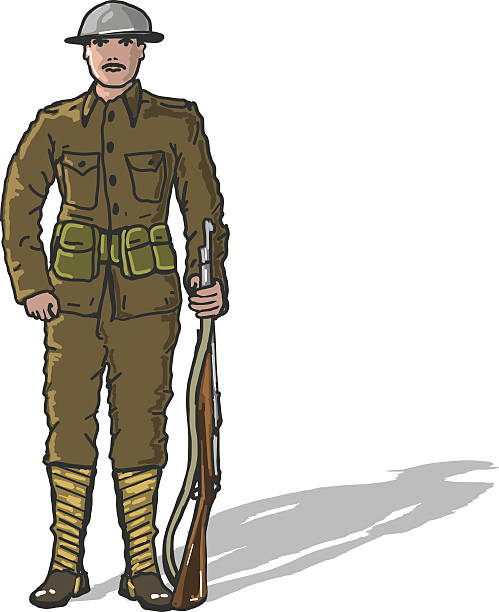 World war one us marine soldier vector illustration - ilustração de arte vetorial