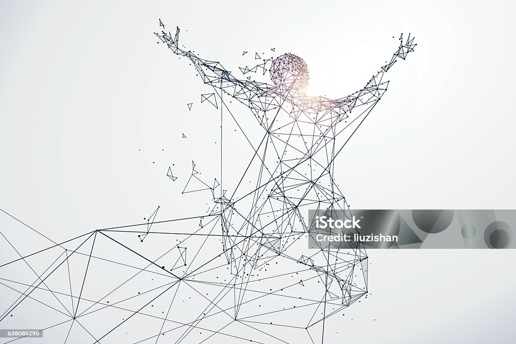 Exécution man,connexion réseau transformée en, illustration vectorielle. - clipart vectoriel de Personne humaine libre de droits
