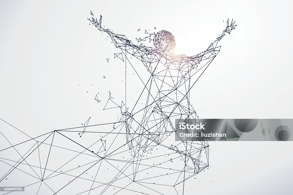 Running Man,Network connection turned into, vector illustration. People stock vector