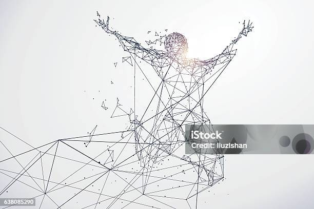 Running Mannetwork Connection Turned Into Vector Illustration Stock Illustration - Download Image Now