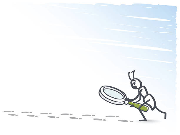 ant follows footprints ant follows footprints ants-walking stock illustrations