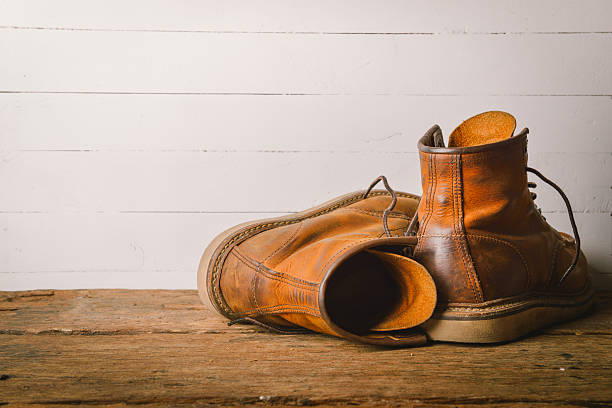istock Old leather boot traditional leather style in vintage style 638086958