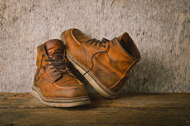 istock Old leather boot traditional leather style in vintage style 638087054