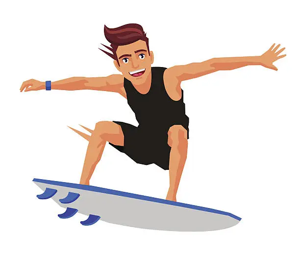 Vector illustration of Cool surfer on the board