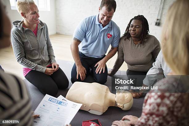 Cpr First Aid Training Concept Stock Photo - Download Image Now - CPR, Education Training Class, Learning