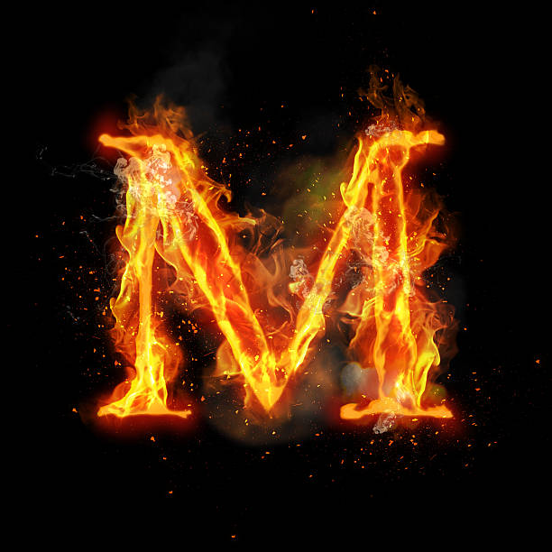 istock Fire letter M of burning flame light 638099102