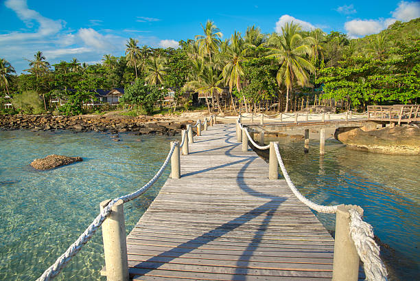 istock Wooden road to island 638100898